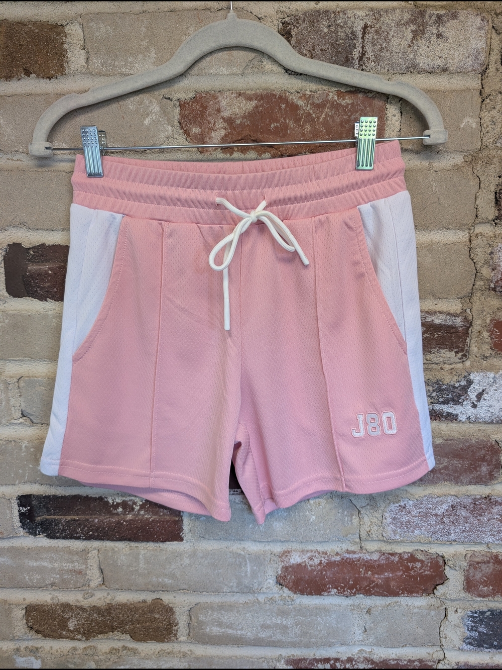 J80 Women's Pink Athletic Shorts with White Side Panels